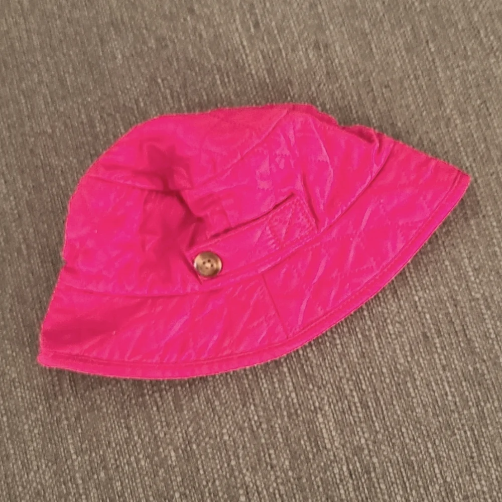 BABY GAP Quilted Cargo Bucket Hat Infant Baby Girl 6-12 mo Fuscia Dark Pink